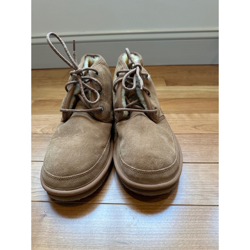 LL Bean Wicked Good Suede Shearling Lined Chukka Boots Tan Brown Lace Up NEW - Picture 5 of 12